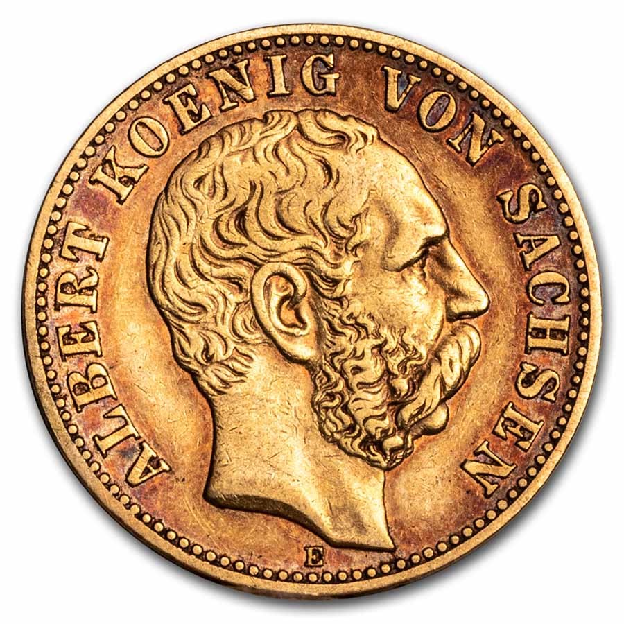 1874-1902 Germany Gold 10 Marks Saxony Albert Avg Circ