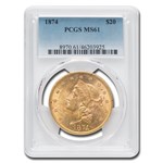 1874 $20 Liberty Gold Double Eagle MS-61 PCGS