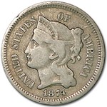 1874 3 Cent Nickel Fine
