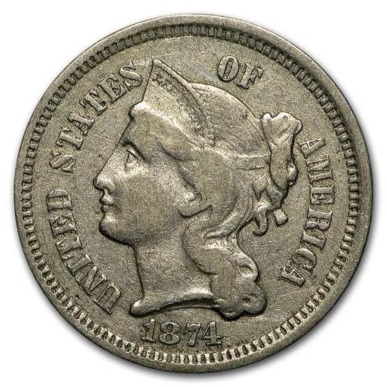 1874 3 Cent Nickel VF