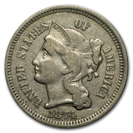 1874 3 Cent Nickel VF 1874 3 Cent Nickel VF