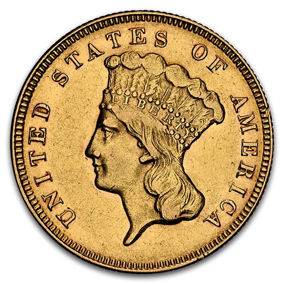 1874 $3 Gold Princess AU-58 NGC