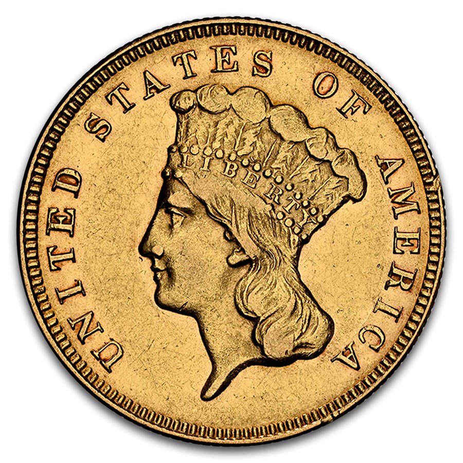 1874 $3 Gold Princess AU-58 NGC