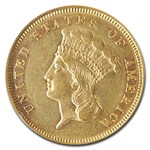 1874 $3 Gold Princess AU-58 NGC