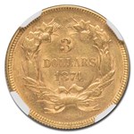 1874 $3 Gold Princess MS-61 NGC