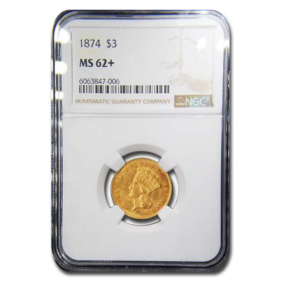 1874 $3 Gold Princess MS-62+ NGC 1874 $3 Gold Princess MS-62+ NGC