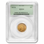 1874 $3 Gold Princess MS-64 PCGS