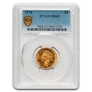 1874 $3 Gold Princess MS-65 PCGS