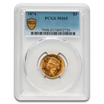1874 $3 Gold Princess MS-65 PCGS