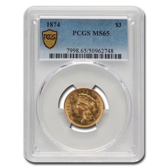 1874 $3 Gold Princess MS-65 PCGS 1874 $3 Gold Princess MS-65 PCGS