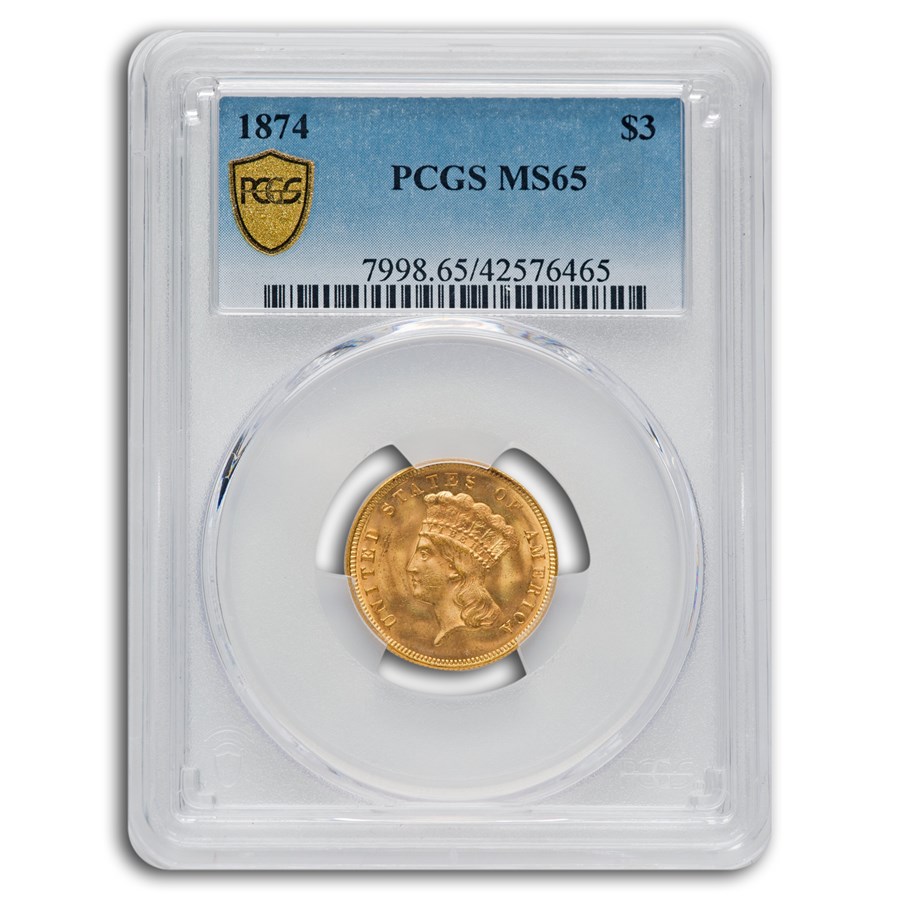 1874 $3 Gold Princess MS-65 PCGS