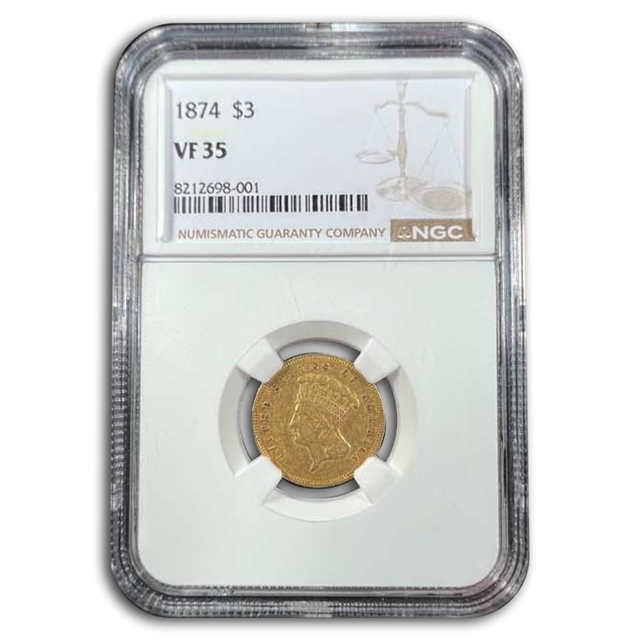 1874 $3 Gold Princess VF-35 NGC