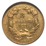 1874 $3 Gold Princess XF-45 NGC