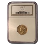 1874 $3 Gold Princess XF-45 NGC