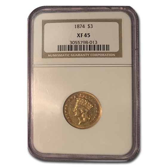 1874 $3 Gold Princess XF-45 NGC 1874 $3 Gold Princess XF-45 NGC
