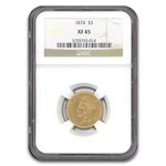 1874 $3 Gold Princess XF-45 NGC
