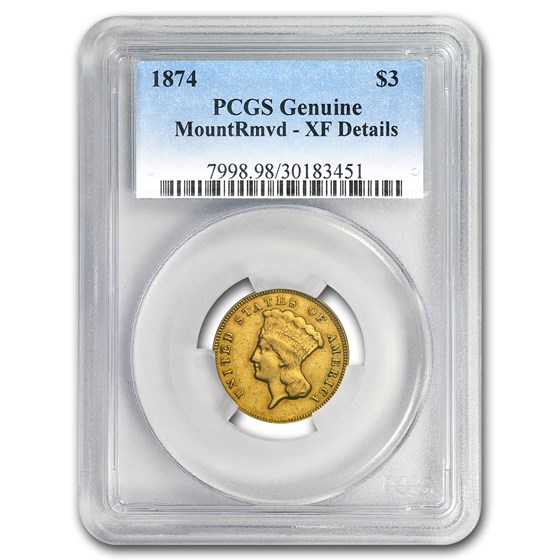 1874 $3 Gold Princess XF Details PCGS (Cleaned) 1874 $3 Gold Princess XF Details PCGS (Cleaned)