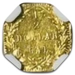 1874/3 Indian Octagonal 50 Cent Gold MS-62 NGC (PL, BG-945)