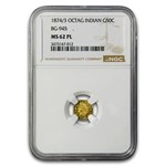 1874/3 Indian Octagonal 50 Cent Gold MS-62 NGC (PL, BG-945)