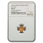 1874/3 Indian Round 50 Cent Gold MS-65 NGC (BG-1052)