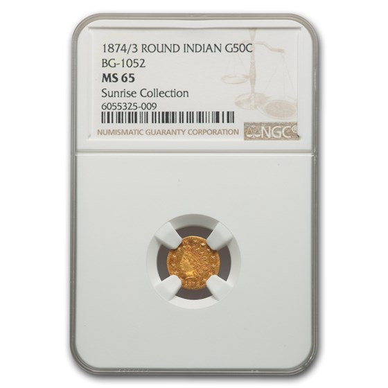 1874/3 Indian Round 50 Cent Gold MS-65 NGC (BG-1052)