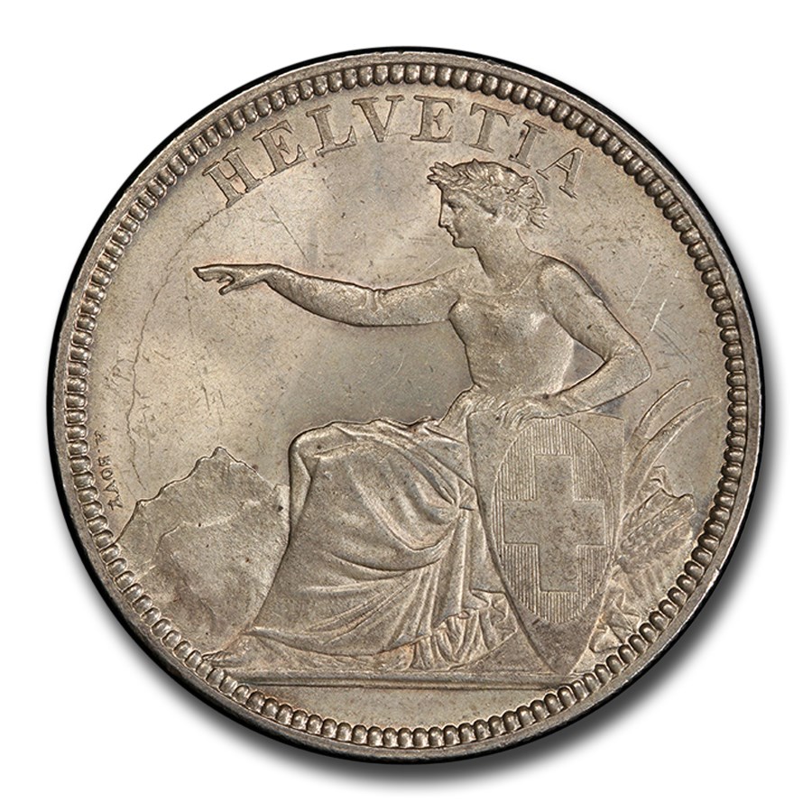 1874-B Switzerland Silver 5 Francs MS-64 PCGS