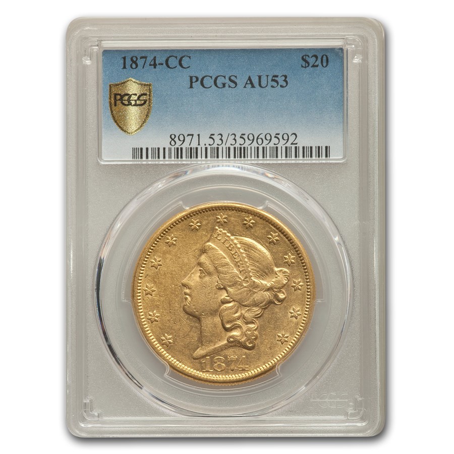 1874-CC $20 Liberty Gold Double Eagle AU-53 PCGS