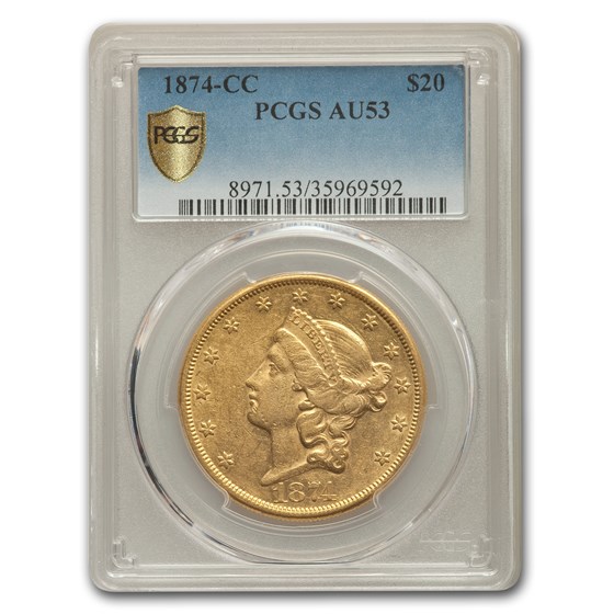 1874-CC $20 Liberty Gold Double Eagle AU-53 PCGS 1874-CC $20 Liberty Gold Double Eagle AU-53 PCGS