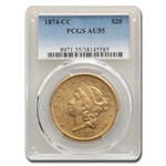 1874-CC $20 Liberty Gold Double Eagle AU-55 PCGS