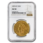 1874-CC $20 Liberty Gold Double Eagle AU-58 NGC