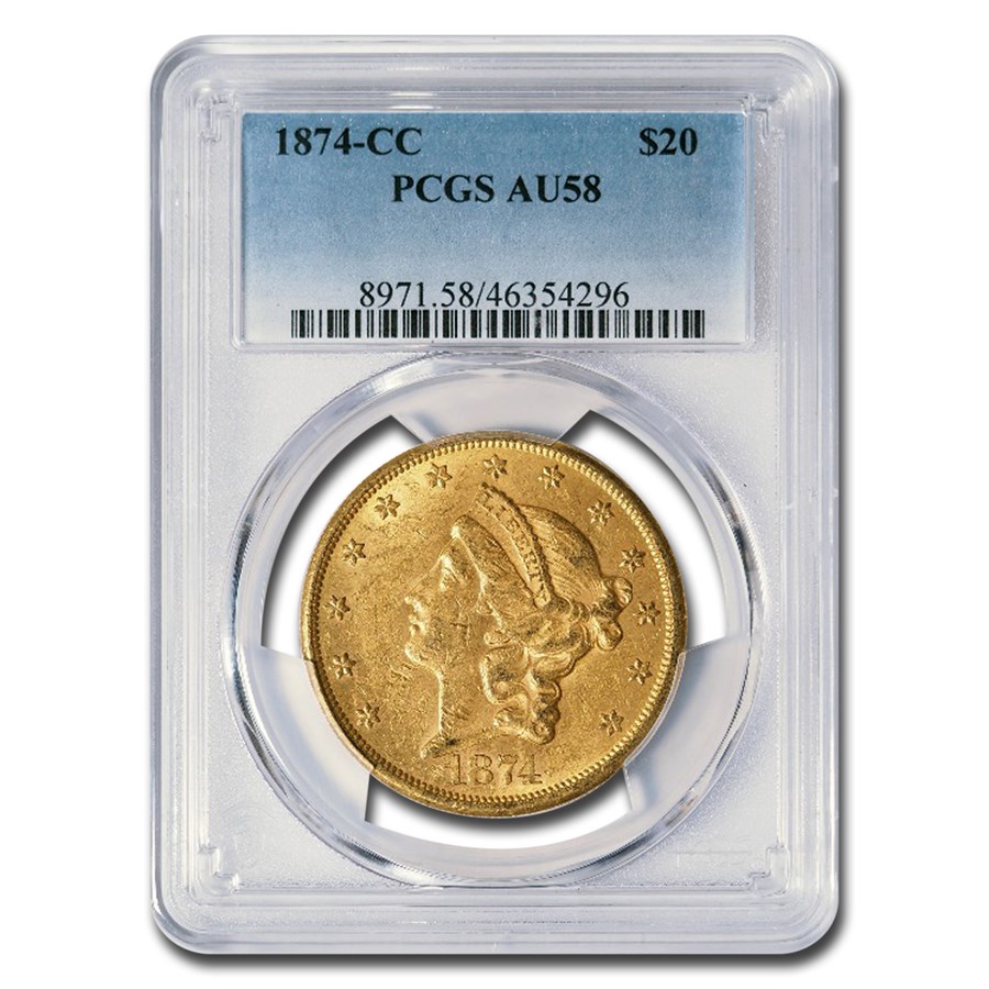1874-CC $20 Liberty Gold Double Eagle AU-58 PCGS