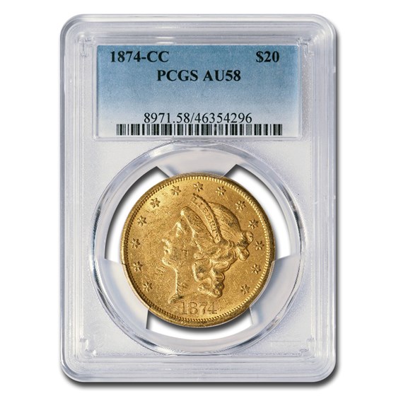1874-CC $20 Liberty Gold Double Eagle AU-58 PCGS 1874-CC $20 Liberty Gold Double Eagle AU-58 PCGS