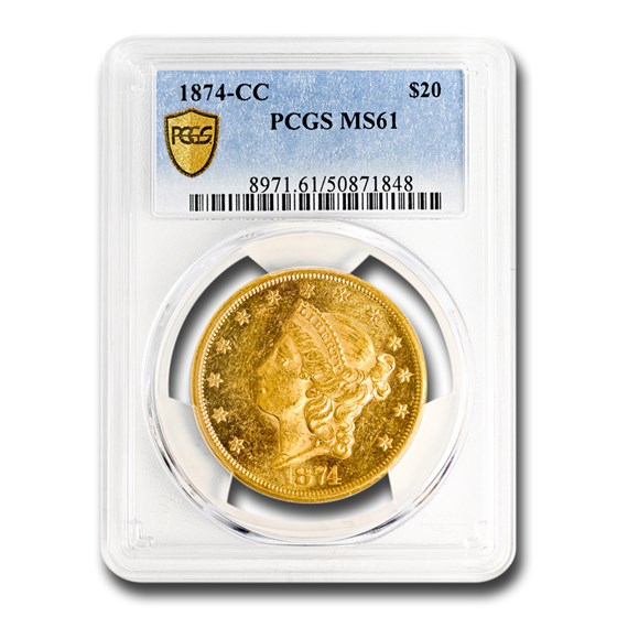 1874-CC $20 Liberty Gold Double Eagle MS-61 PCGS 1874-CC $20 Liberty Gold Double Eagle MS-61 PCGS
