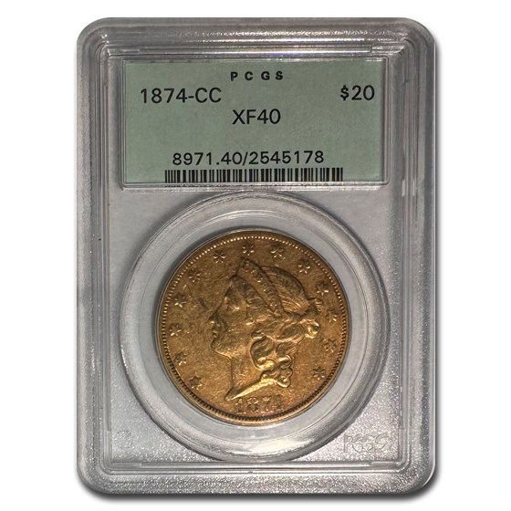 1874-CC $20 Liberty Gold Double Eagle XF-40 PCGS 1874-CC $20 Liberty Gold Double Eagle XF-40 PCGS
