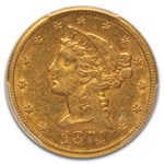 1874-CC $5 Liberty Gold Half Eagle AU-50 PCGS