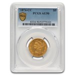 1874-CC $5 Liberty Gold Half Eagle AU-50 PCGS