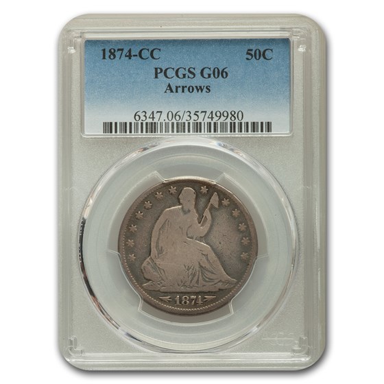 1874-CC Liberty Seated Half Dollar Good-6 PCGS (Arrows) 1874-CC Liberty Seated Half Dollar Good-6 PCGS (Arrows)