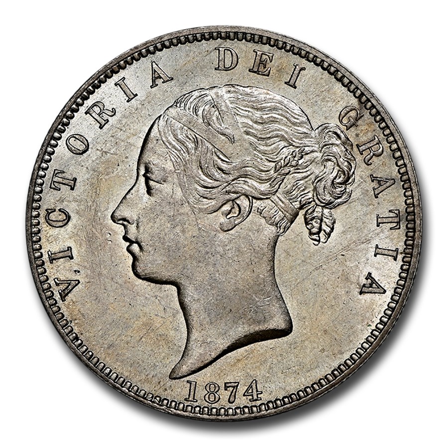 1874 Great Britain Silver Half Crown Victoria MS-62 NGC