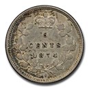 1874-H Canada Silver 5 Cents Victoria AU-50 PCGS
