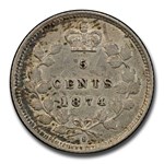 1874-H Canada Silver 5 Cents Victoria AU-50 PCGS