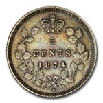 1874-H Canada Silver 5 Cents Victoria AU-53 PCGS