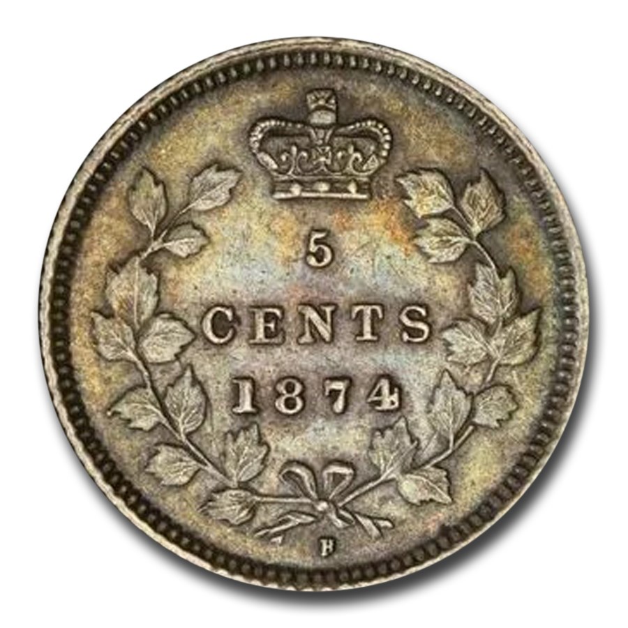 1874-H Canada Silver 5 Cents Victoria AU-53 PCGS