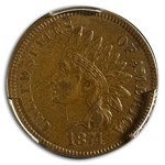 1874 Indian Head Cent AU-50 PCGS