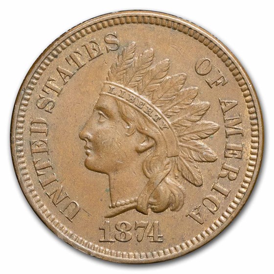 1874 Indian Head Cent AU 1874 Indian Head Cent AU