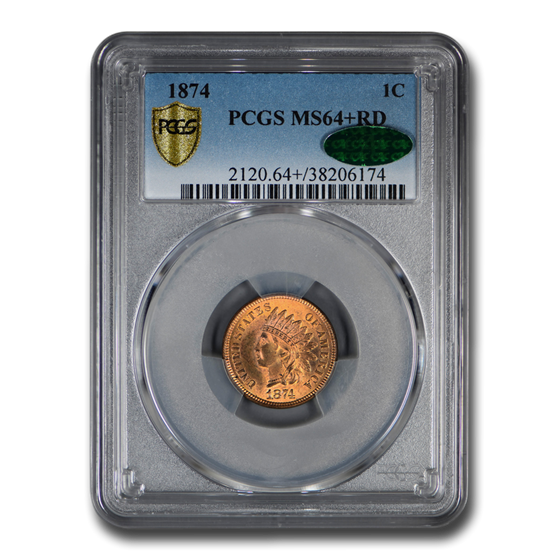 1874 Indian Head Cent MS-64+ PCGS CAC (Red) 1874 Indian Head Cent MS-64+ PCGS CAC (Red)