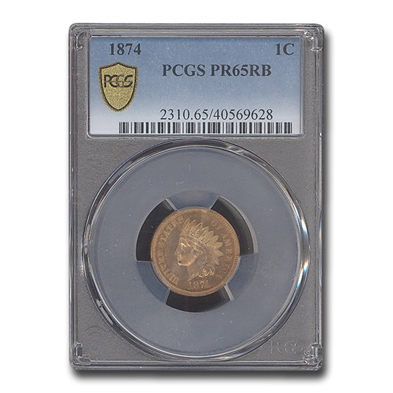 1874 Indian Head Cent PR-65 PCGS (Red/Brown) 1874 Indian Head Cent PR-65 PCGS (Red/Brown)