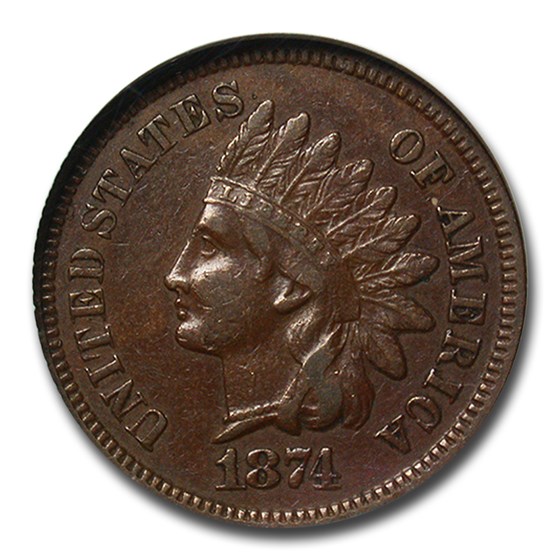 1874 Indian Head Cent XF-40 NGC 1874 Indian Head Cent XF-40 NGC