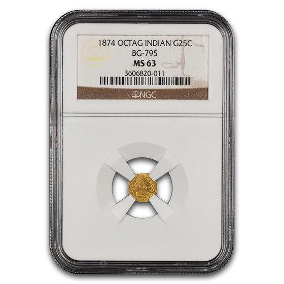 Buy 1874 Indian Octagonal 25 Cent Gold MS-63 NGC (BG-795) | APMEX