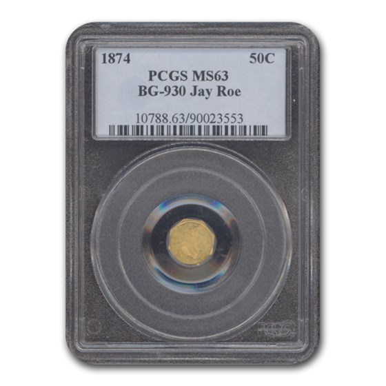 1874 Liberty Octagonal 50 Cent Gold MS-63 PCGS (BG-930) 1874 Liberty Octagonal 50 Cent Gold MS-63 PCGS (BG-930)
