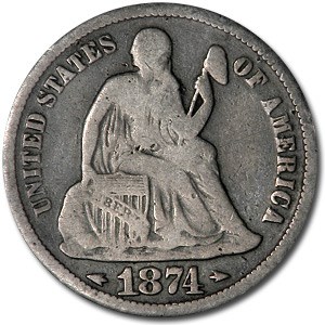 1874 Liberty Seated Dime Fine